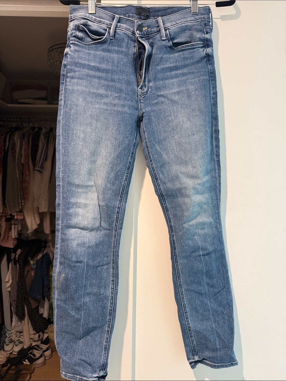 MOTHER Straight Leg Jeans in Light Blue Wash